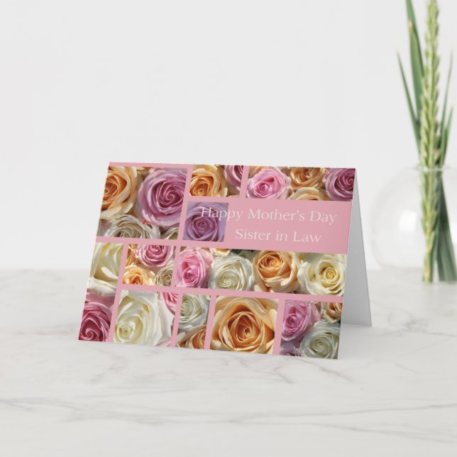 Sister in Law  Happy Mother's Day rose card (Front)