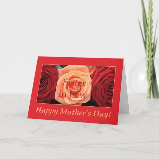 Sister in Law  Happy Mother's Day rose card (Front)