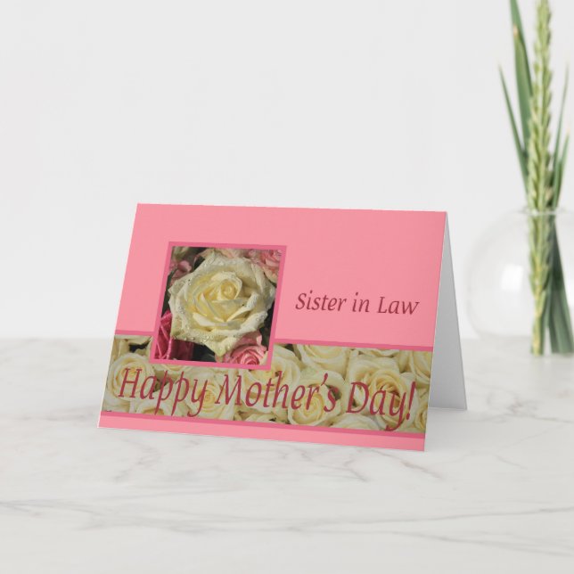 Sister in Law  Happy Mother's Day rose card (Front)