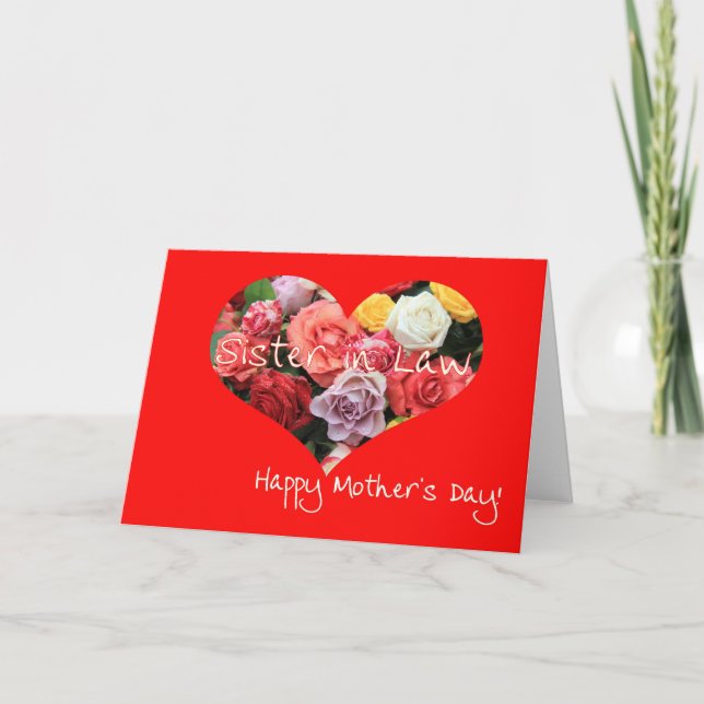 Sister in Law  Happy Mother's Day rose card (Front)
