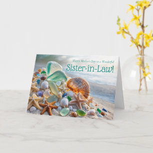 Sister in Law Mothers Day Pretty Beach Seashells  Card