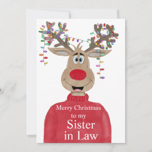 Sister in Law Reindeer Christmas Customizable Holiday Card