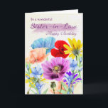 Sister-in-Law Watercolor Flowers Greeting Card<br><div class="desc">Sister-in-Law Watercolor Wild Flowers - Pretty Watercolor garden flowers pansies daisies in various colours,  all the flowers were originally hand painted by myself. A sweet card that is perfect for any lady.</div>