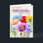 Sister-in-Law Watercolor Flowers Greeting Card<br><div class="desc">Sister-in-Law Watercolor Wild Flowers - Pretty Watercolor garden flowers pansies daisies in various colours,  all the flowers were originally hand painted by myself. A sweet card that is perfect for any lady.</div>