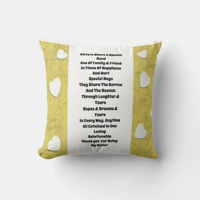 Sister Inspirational Throw Pillow (Front)