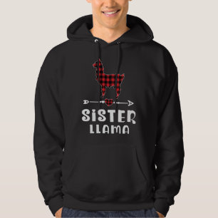 Sister Llama Christmas Pajama Red Plaid Buffalo Fa Hoodie