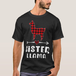 Sister Llama Christmas Pajama Red Plaid Buffalo Fa T-Shirt