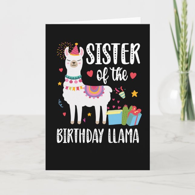 Sister Llama Matching Llama Birthday Party Outfit Card (Front)