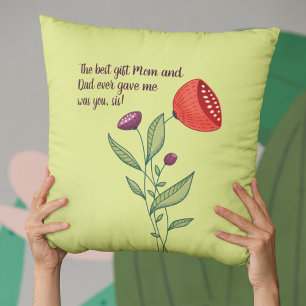 Sister Love - Abstract Wild Flowers Line Art with  Throw Pillow