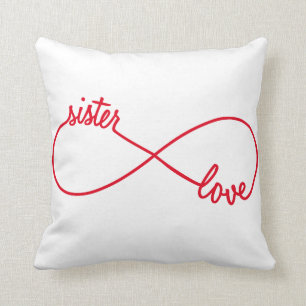 Sister love, infinity sign throw pillow