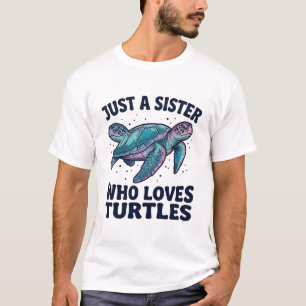 Sister Loves Turtles Vintage Engraving Design_1 T-Shirt