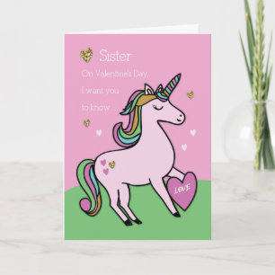 Sister Magical Unicorn Valentine's Day Card