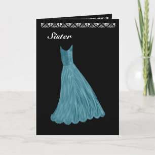 SISTER Maid of Honour Invitation BLUE Gown