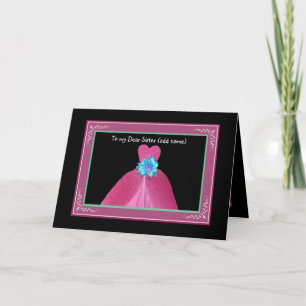 SISTER Maid of Honour Invitation PINK Gown
