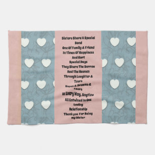 Sister Marshmallow Hearts Kitchen Towel