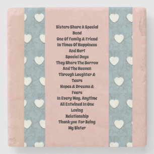 Sister Marshmallow Hearts Stone Coaster