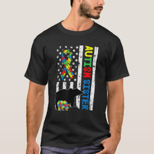 Sister Matching Family Autism Awareness American F T-Shirt