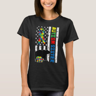 Sister Matching Family Autism Awareness American T-Shirt