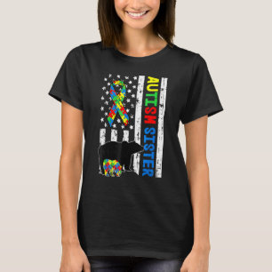 Sister Matching Family Autism Awareness American T-Shirt