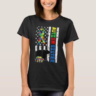 Sister Matching Family Autism Awareness  American  T-Shirt