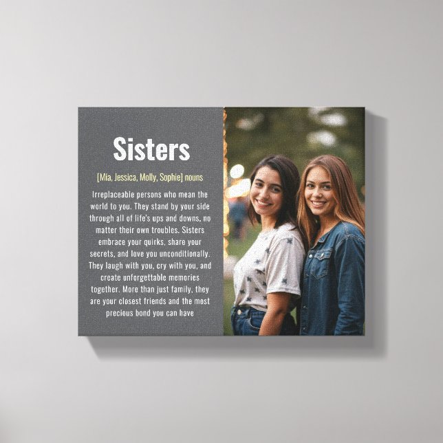 Sister Memorial Definition Custom Acrylic Keepsake Canvas Print (Front)