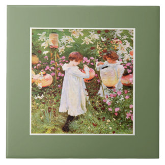 Sister, Mother's+Day, Girls in Flower Garden, Gift Tile