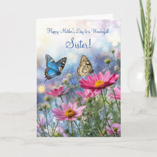 Sister Mothers Day with Garden Flowers Butterflies Card