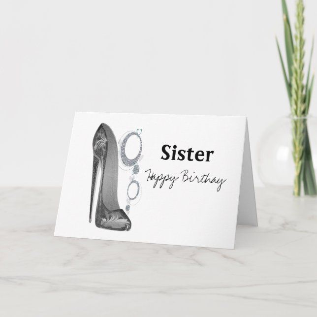 Sister Name Personalize Birthday Greeting Card (Front)