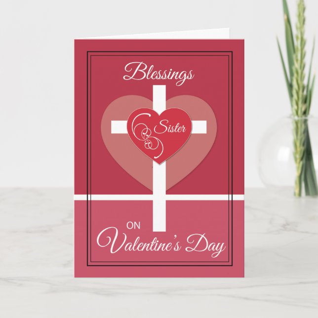 Sister, Nun Valentine's Day Blessings Heart Holiday Card (Front)
