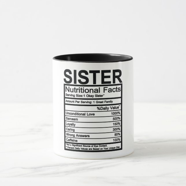 Sister Nutritional Facts Mug (Center)