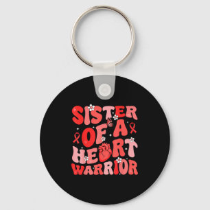 Sister of a heart warrior heart disease awareness keychain