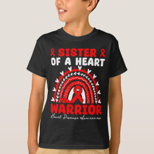 Sister Of A Heart Warrior Heart Disease Boho Rainb T-Shirt