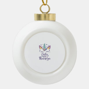 Sister Of A Threenager Girl 3rd Birthday Unicorn P Ceramic Ball Christmas Ornament
