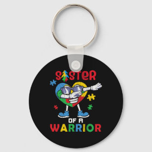 Sister Of A Warrior Autistic Kids Autism Awareness Keychain