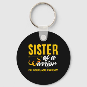 Sister Of A Warrior Brother Childhood Cancer Aware Keychain