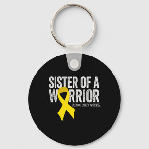 Sister Of A Warrior Childhood Cancer Awareness Rib Keychain