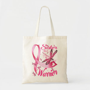 Sister Of A Warrior Dragonfly Breast Cancer Tote Bag