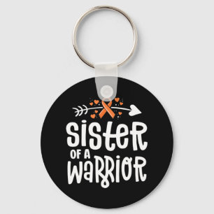 Sister Of A Warrior Orange Family Leukaemia Cancer Keychain