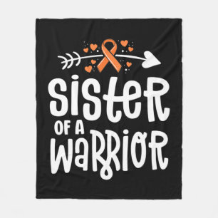 Sister Of A Warrior Orange Family Leukemia Cancer Fleece Blanket