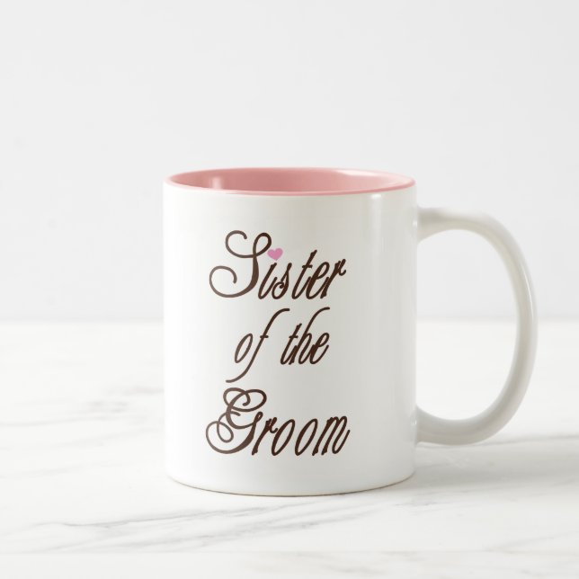 Sister of Groom Classy Browns Two-Tone Coffee Mug (Right)