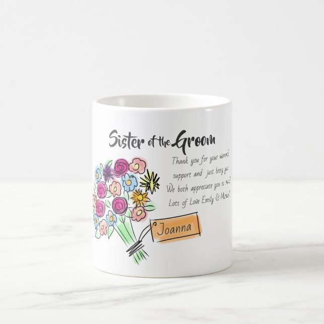 Sister of groom Personalized Thank You Message Coffee Mug (Center)