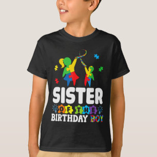 Sister Of The Birthday Boy Autism Awareness Suppor T-Shirt