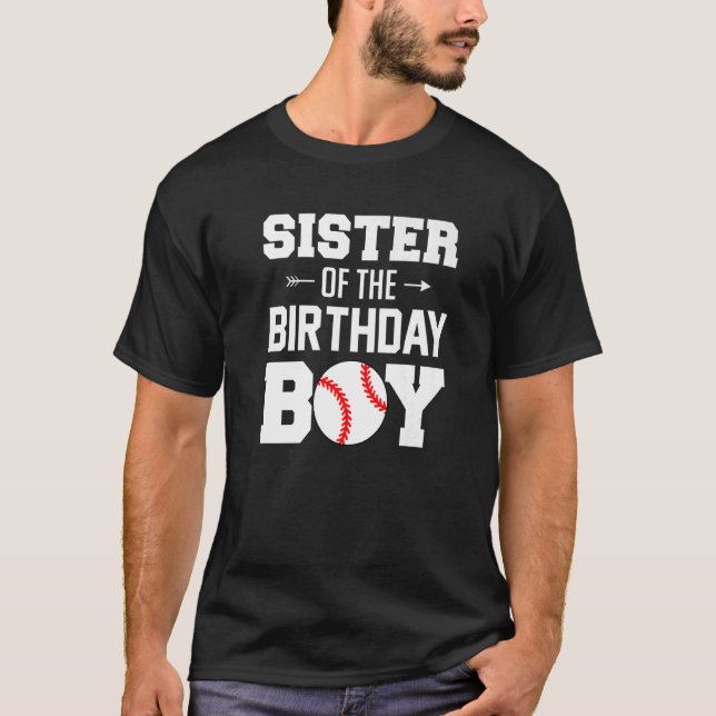 Sister Of The Birthday Boy Baseball Boy Family Mat T-Shirt (Front)