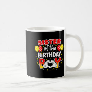Sister of the birthday boy family matching dad mom coffee mug