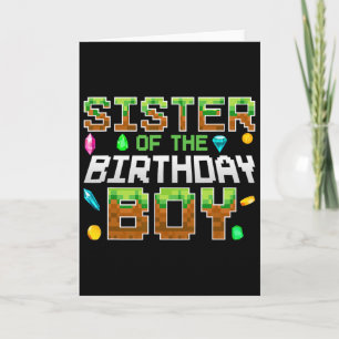 Sister Of The Birthday Boy Game Pixel Number Birth Card