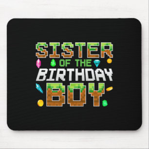 Sister Of The Birthday Boy Game Pixel Number Birth Mouse Pad