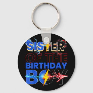 Sister Of The Birthday Boy Hedgehog Family Party D Keychain
