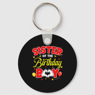 Sister Of The Birthday Boy Matching Family Party B Keychain