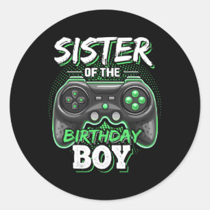 Sister Of The Birthday Boy Matching Video Game Bir Classic Round Sticker