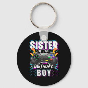 Sister Of The Birthday Boy Matching Video Game Bir Keychain